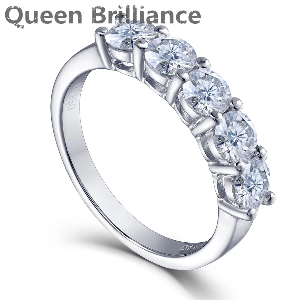 Queen Brilliance 1.25ctw H Color Lab Grown Moissanite Diamond Half Eternity Anniversary Wedding