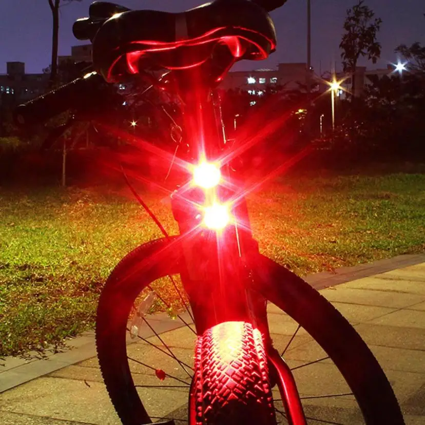 Top 2018 NEW PC Bicycle Head Light Bicycle  Cycling Front Light 2 LED Back  Tail Lamp Light  Flashing Warning Red AP0803 14