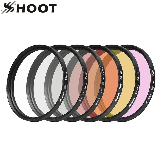 Best Price SHOOT 6 in 1 58mm Filters for GoPro Hero 7 6 5 Black Waterproof Case Diving UV CPL Red Purple Filter for Go Pro 7 Accessory Set