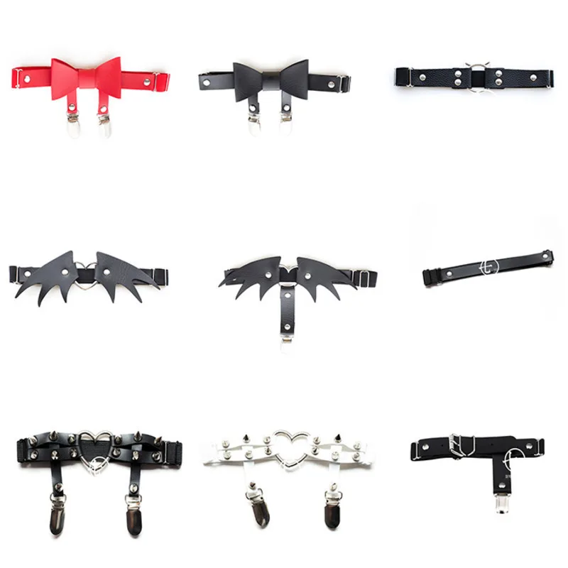 

Sexy Women Elastic Leather Leg Ring Garter Belt Punk Heart Rivet Thigh Ring Goth Harajuku Harness Stockings Garter