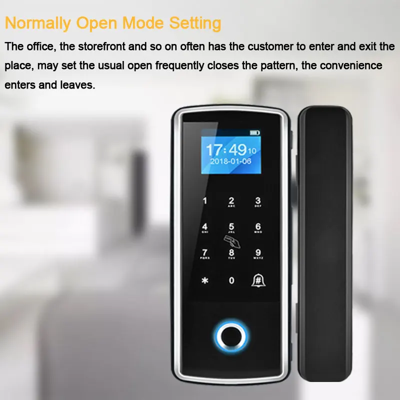 Keyless Digital Door Lock Biometric Fingerprint Door Lock Fingerprint Password Card For Home Office Anti-theft Glass Door Lock  
