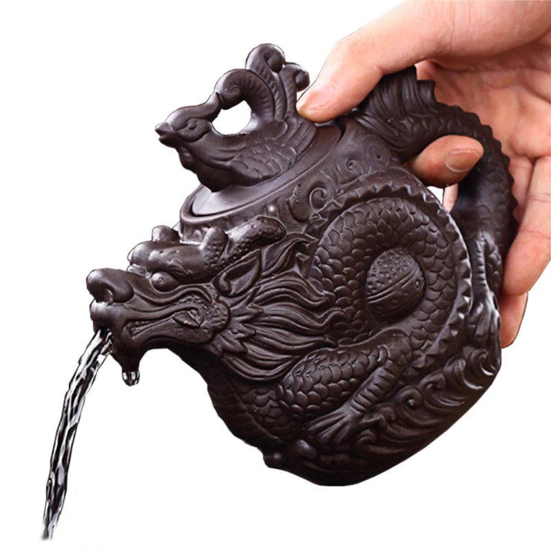 

Hot sale Purple clay teapot,Traditional Chinese Tea pot Dragon and Phoenix Tea kettle Premium tea,purple clay kungfu tea set