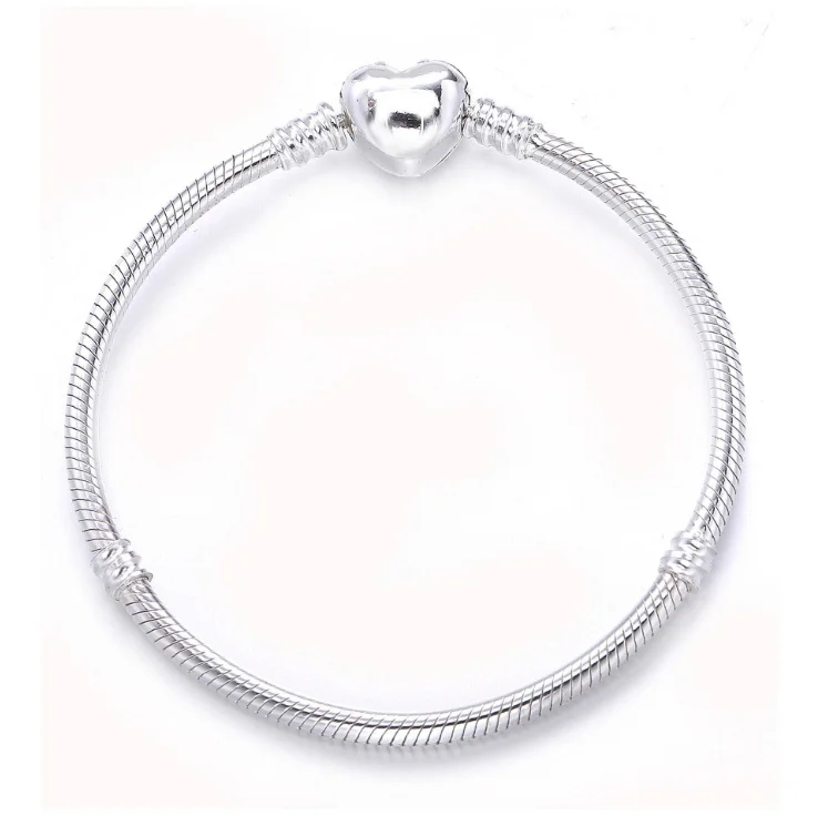

Authentic 925 Sterling Silver Charm Bracelet Classic Heart Snake Chain 925 Silver Fit Original Charm Bracelet DIY pan Jewelry