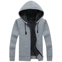 Autumn Winter Thick Warm Knitted Sweater Men Hooded Casual Solid Cardigan Men Fashion Mens Sweatercoat