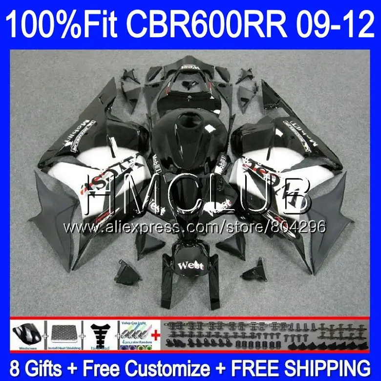 

Injection For HONDA CBR600RR CBR 600 R F5 09 10 11 12 Black west 66HM.4 CBR 600RR 600F5 CBR600 RR 2009 2010 2011 2012 Fairing