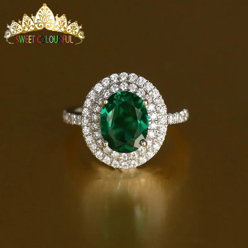 

100% 9K Gold Lab Created Emerald and Moissanite Diamond Ring With national certificate Em-001