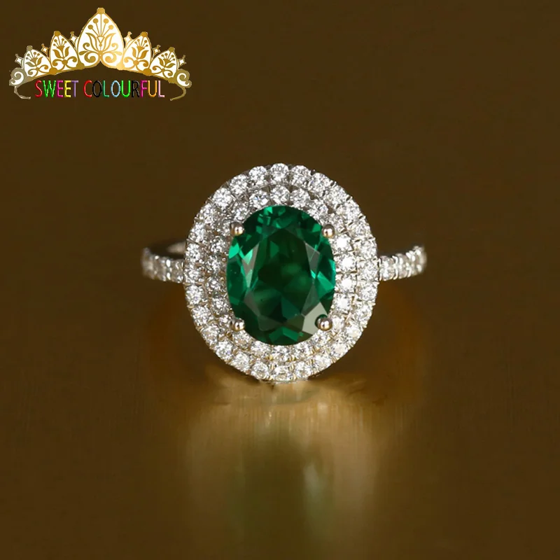 9 K золото лаборатория искусственный изумруд и Moissanite АЛМАЗНОЕ КОЛЬЦО с национальным сертификатом Em-001
