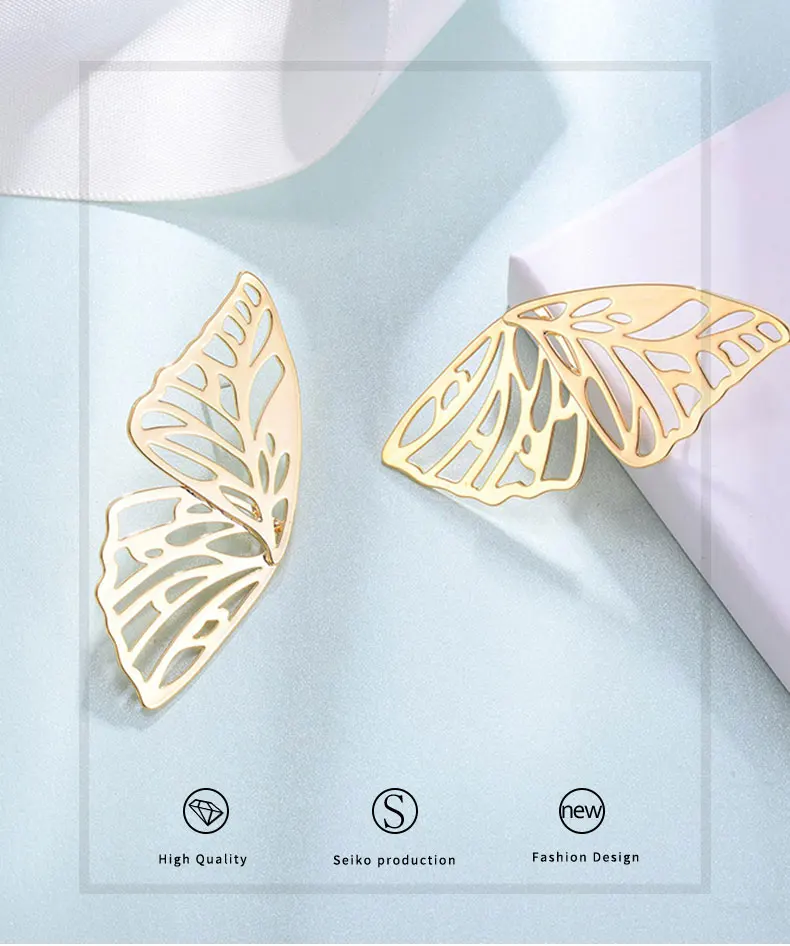 Серьги в богемном стиле с бабочкой для женщин и девушек, золотые полые серьги, модное ювелирное изделие, Букле д 'ореиль femme