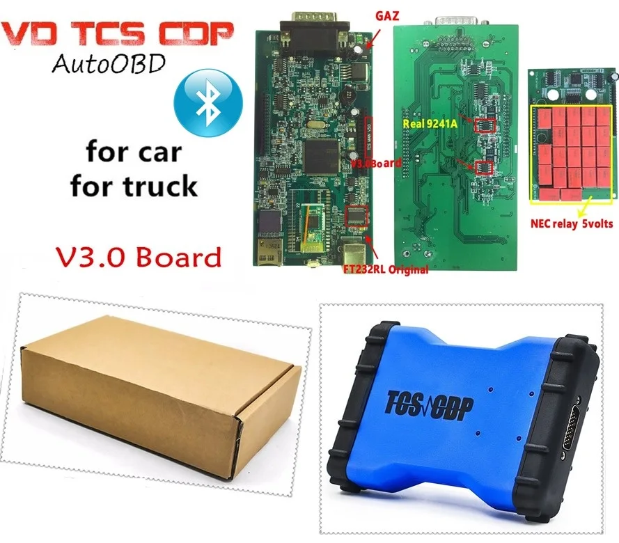 DHL Бесплатная новая модель VD TCS CDP V3.0 доска с Bluetooth и пластиковой коробке! Для