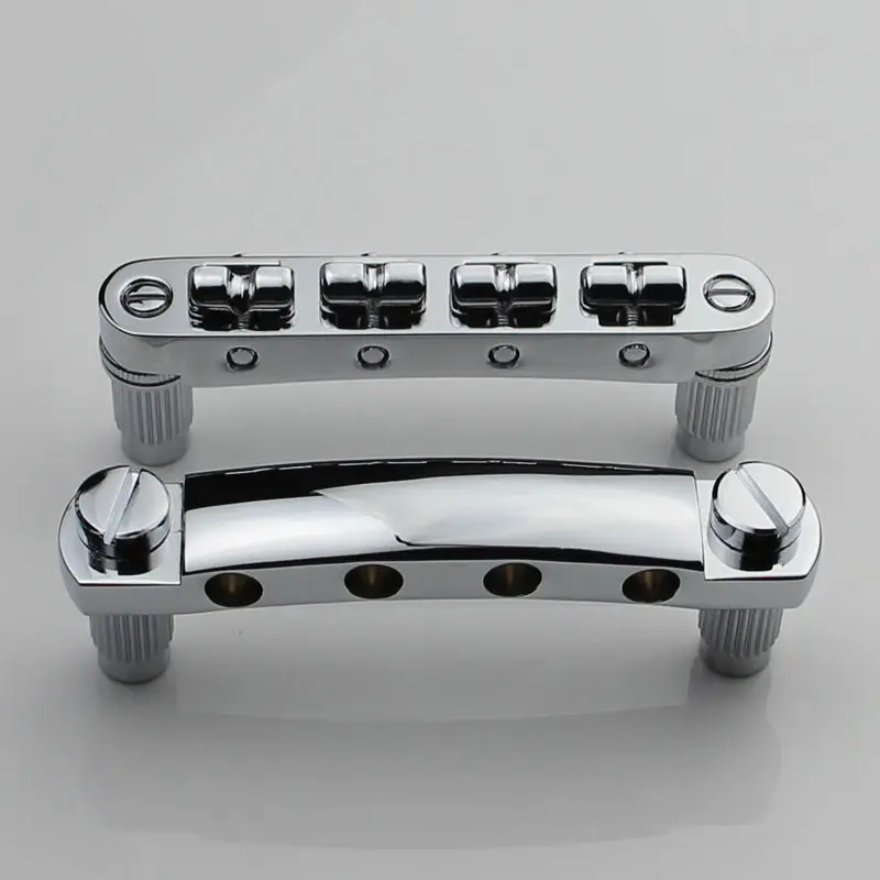 Chrome Heavy Duty 4 string Bass Guitar Tailpiece Bridge with 2 Anchors
