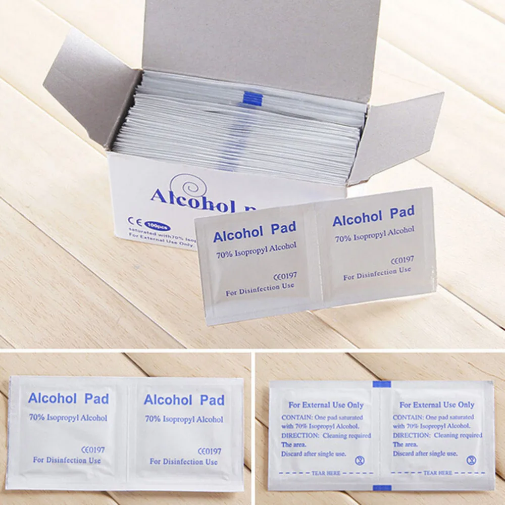 

100pcs/Box Portable Wet Wipes Useful Alcohol Swabs Pads Wipes Skin Cleanser Sterilization 70% Isopropyl First Aid Home