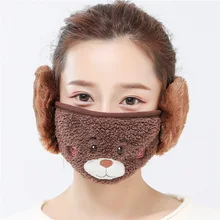 2 шт. хлопковая Пылезащитная маска для рта и лица с защитой ушей 2в1 унисекс с рисунком медведя, велосипедная противопылезащитная маска для лица