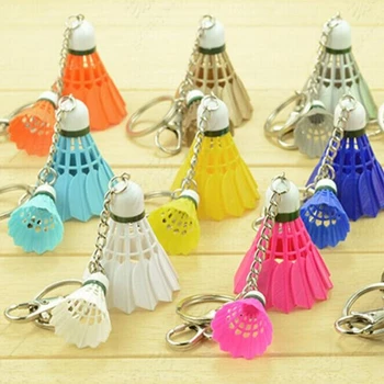 

FREE SHIPPING Soft plastic Mini badminton Ball Shaped Keychains Keyrings for Sports Gifts keychain key chain ring