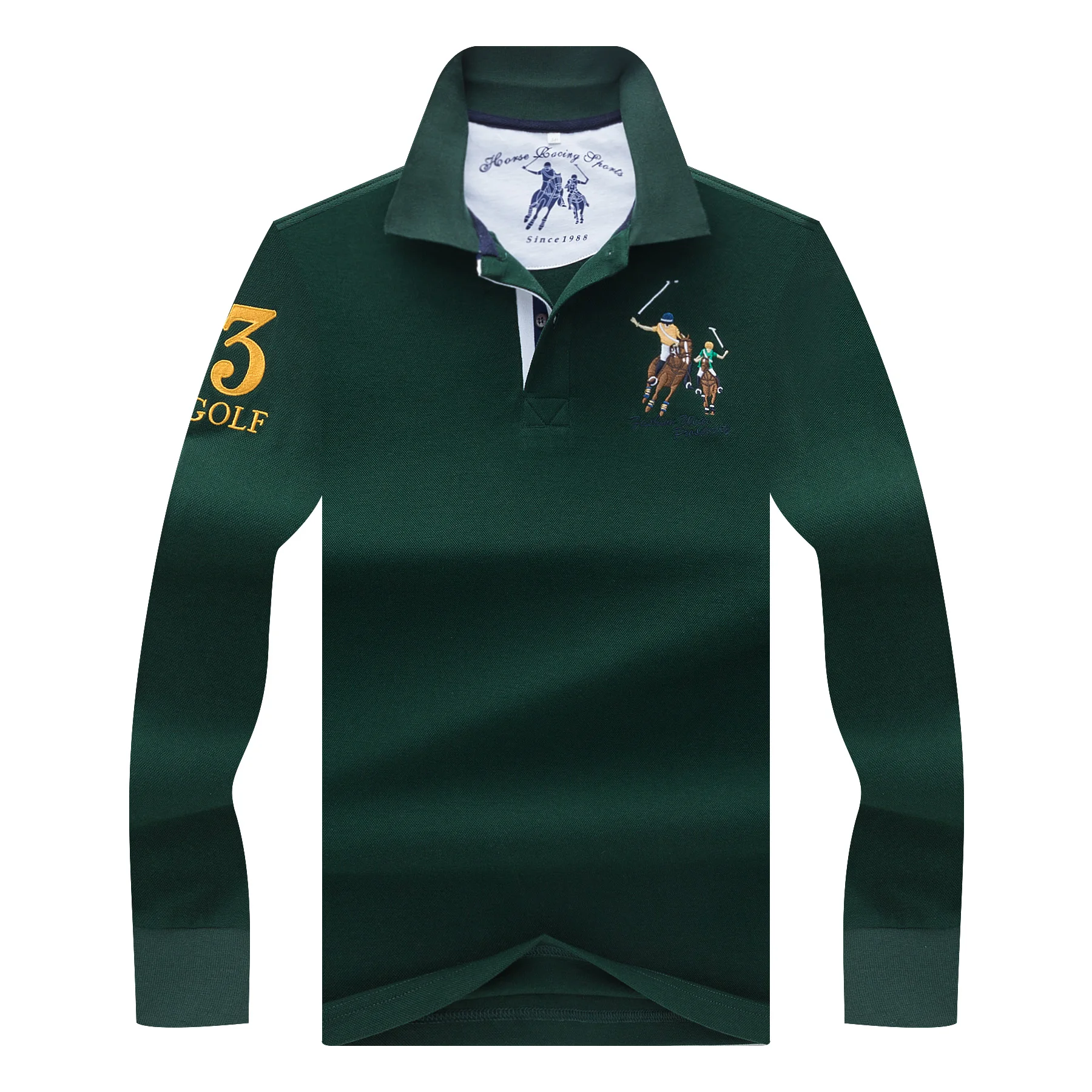 

New Mens Polo Shirt Autumn Long Sleeve Fashion Embroidery Fit Slim Male 100% Cotton Casual Polo Shirts Men Polo Tees 3XL AF8899