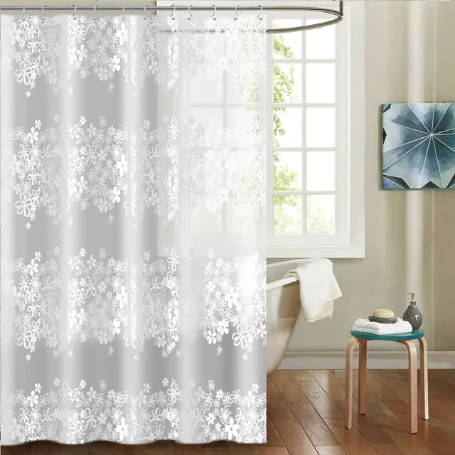 Modern PEVA Waterproof Printing Shower Curtain Thick Translucent
