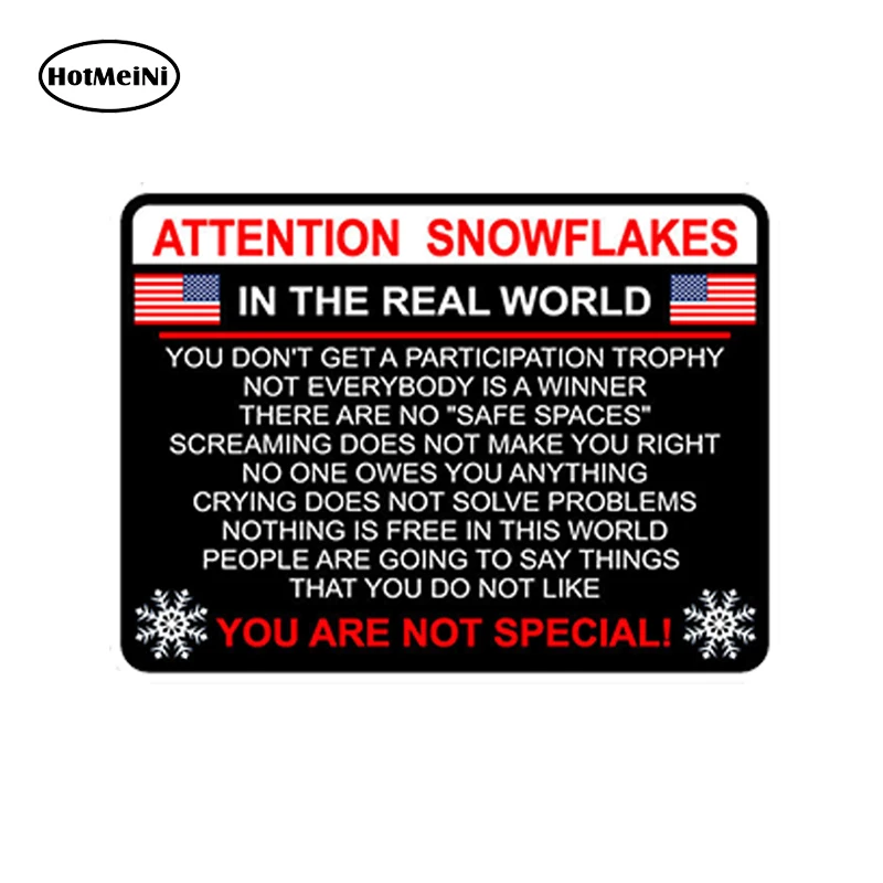 Kopen HotMeiNi Auto Styling Auto Decal 3D Aandacht Sneeuwvlok Vinyl Sticker Laptop Reizen Bagage Accessoires Trump Potus 13 cm * 11 cm