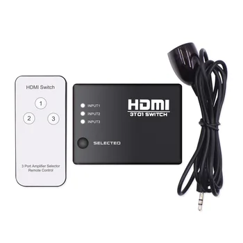 

HDMI Switch Switcher 1080P 3 into 1 Splitter for HDTV PS3 DVD IR Wireless Remote