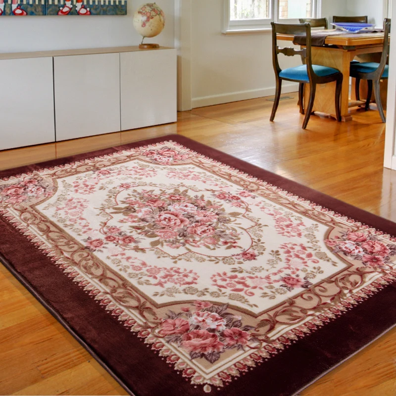 

2019European Flowers Living Room Carpet Bedroom Rugs and Carpets Deluxe Decorative Large Floor Mats