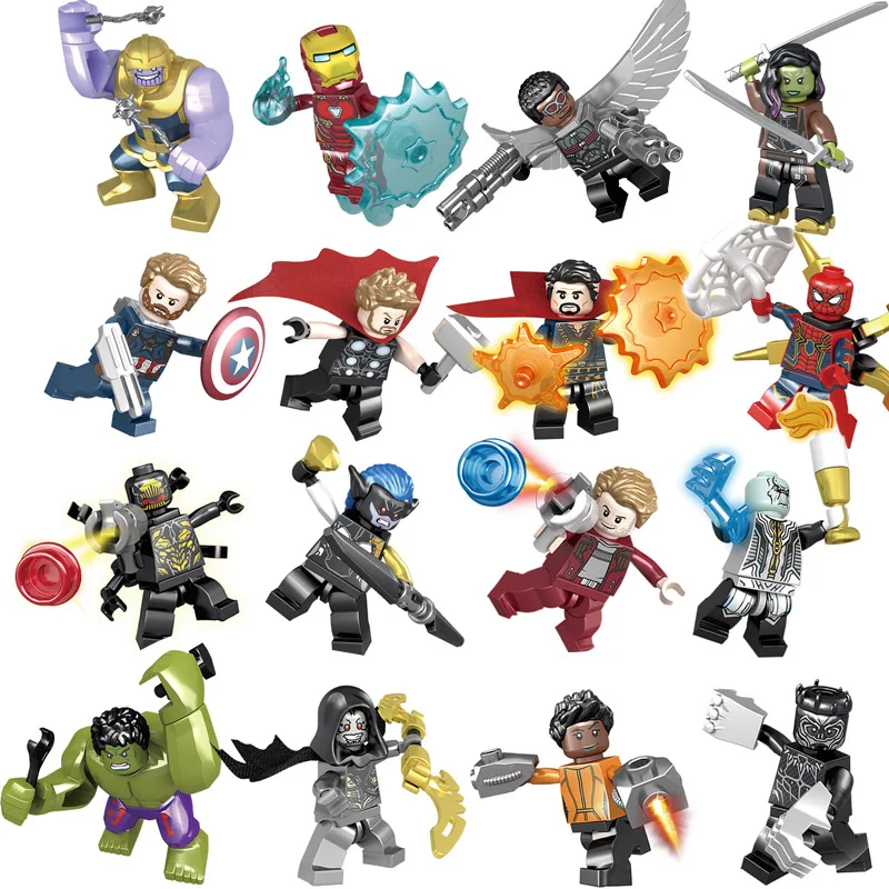 

16pcs Avengers 3 Infinity War Thanos Thor Iron Man Dr Strange Starlord Hulk Black Panther Gamora Mini Man Compatible With Lego