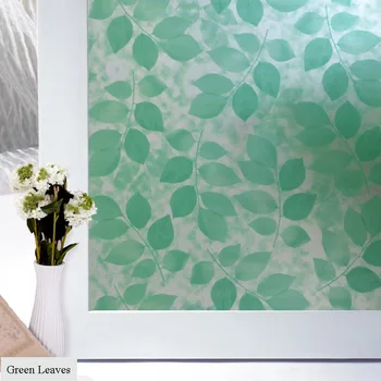 

Green Leaves Glue Adhesive Decorative Self Adhesive Static Cling Privacy Glass Window Film High Privacy Film45cm x 400cm