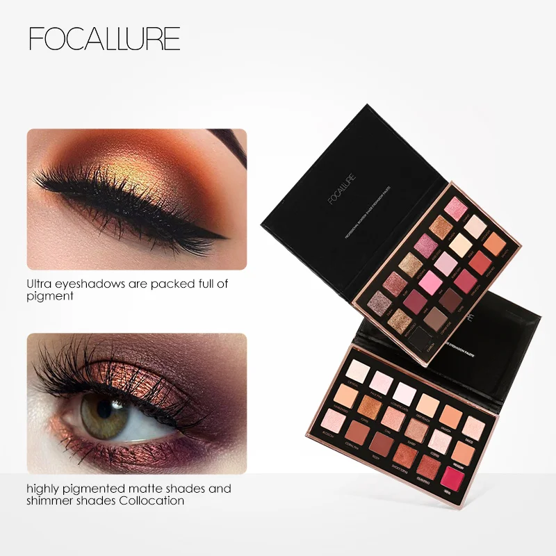 

FOCALLURE 18 Colors Shimmer Makeup Matte Pigment Pressed Palette Eye Shadow Cosmetics Mineral Nude Glitter Eye Nude Makeup
