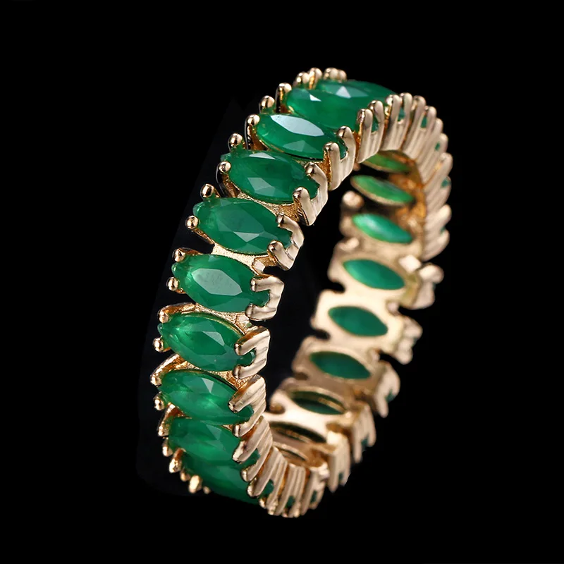 Модное обручальное кольцо 6 цветов с кубическим цирконием для женщин, Золотое кольцо, роскошные черные кольца с фианитами, женское ювелирное изделие AR098 - Цвет основного камня: Green