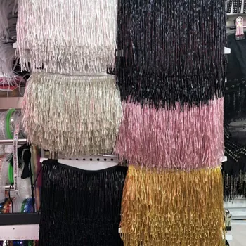 

Handmade 15cm wide beaded fringe trimming, 5.5-6yards/lot, about 270 beads threads/yard