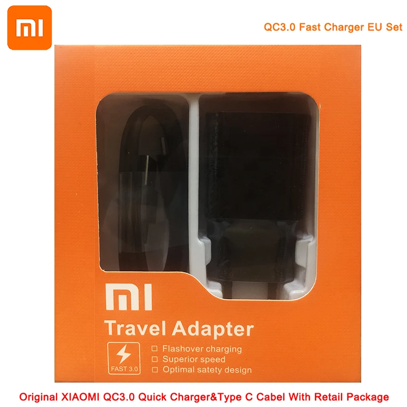 

XIAOMI MI 6X QC 3.0 Quick Charger 12V 1.5A EU with Type C Cable Set for Xiaomi 9 8 Se 6 Mix 5s 5c 5 4s 4 Note 2 Redmi 3s 4a 4C