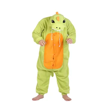 

Cartoon Colorful Green Dragon Winter Animal Pajamas Whole Chinese Market Online Nightgowns Women Sleepwear Long Sleeve Size