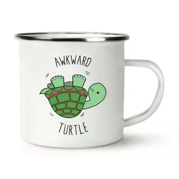 

Stainless Steel Camping Coffee Mug Turtle Retro Enamel Birthday Christmas Outdoors Metal Enamel Campfire Cup