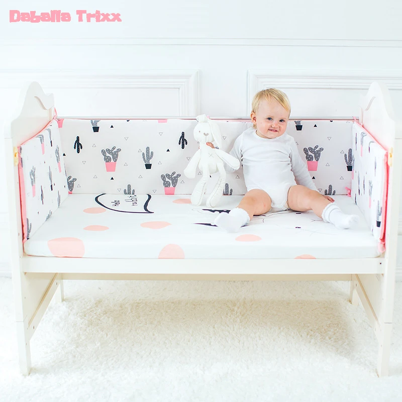 Nordic Детская кровать бампер новорожденных cot кактус Фламинго бампера кроватки Бамперы для автомобиля колодки протектор кровать сторон для детской комнаты 120cmx30cmx 2 предмета