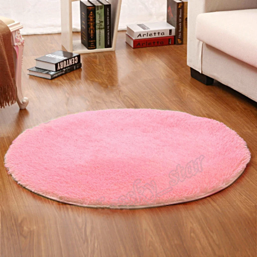 MagiDeal 80cm Fluffy Rug Anti-Skid Shaggy Area Rug Carpet Floor Mat Pad Pink