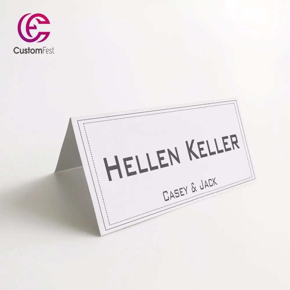

50pcs/lot Personalized Place card name card for party and wedding simple white and gray MK012