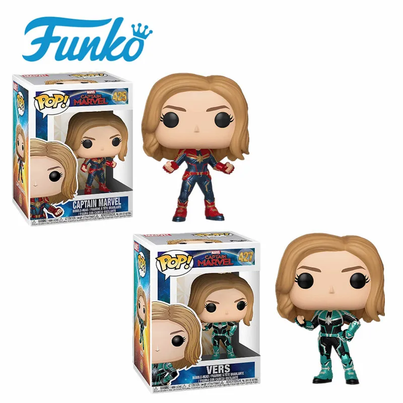 

FUNKO POP! Official #427 Captain Marvel Carol Danvers Vinyl Doll Birthday Party Gift Action&Figure Toy Collection For Movie Fans