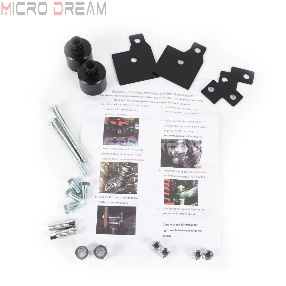 

2" Front Strut Spacer Lift Kit with Rear Shock Extender Bracket for Polaris Sportsman 500 600 700 1999-2015 Sportsman 800 99-10