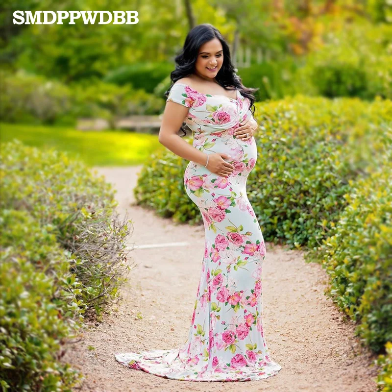 

SMDPPWDBB Maternity Photography Props Maxi Maternity Dresses Pregnancy Clothes Plus Size Pregnancy Flower Short Sleeve Dresses