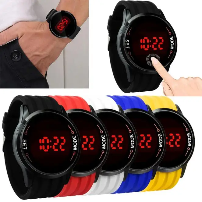 

OTOKY Mens Fashion Touch Screen Circular Surface Pattern Silicone Strap LED Watch P23 Drop Shipping Jul27