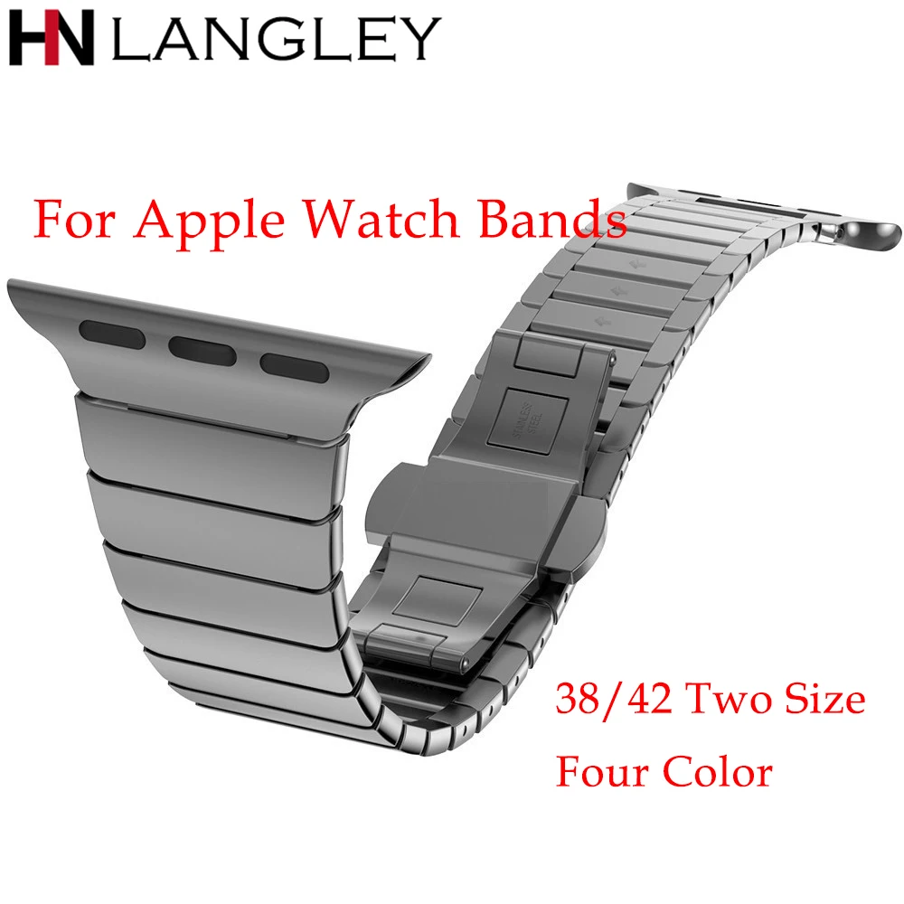 

Luxury Butterfly Clasp Stainless Steel Watch Bands for Apple Watch Band 38 mm 42 mm Series 1 2 3 Link Bracelet Strap Bands