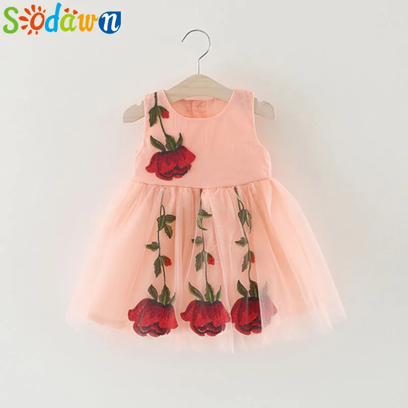 pink Sodawn/ г. Осенне-зимняя одежда для маленьких девочек вельветовое платье с длинными рукавами и цветочным рисунком Модный меховой жилет 2 шт., одежда для детей - Цвет: pink