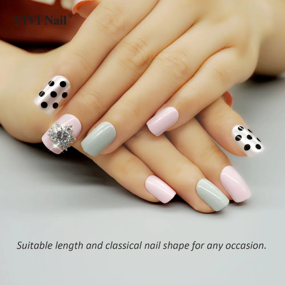 

Press on False Nails with Designs Box Full Cover Fake Nail Tips Artificial ABS