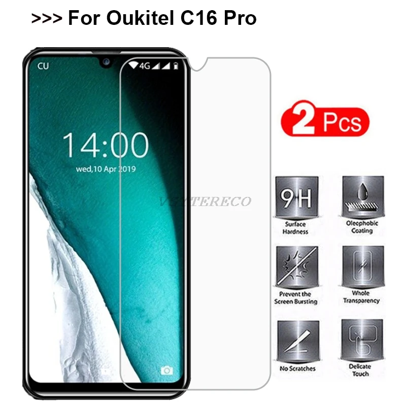 2 шт., закаленное стекло для Oukitel C16 PRO 5,7", защитная пленка для экрана Oukitel C 16 PRO C16PRO