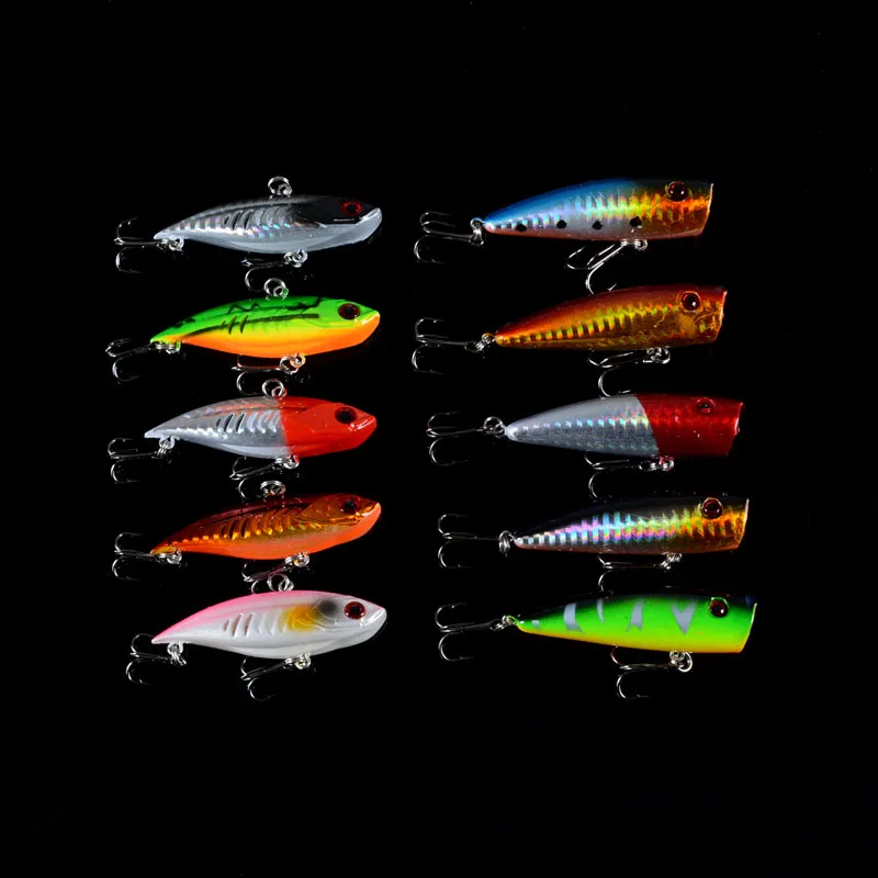 

Hot 2016 10pcs/lot Fishing Lure Mixed  10 color Minnow lure Fishing Tackle Poper Lures Mix Fishing Bait  Artificial  wholesale