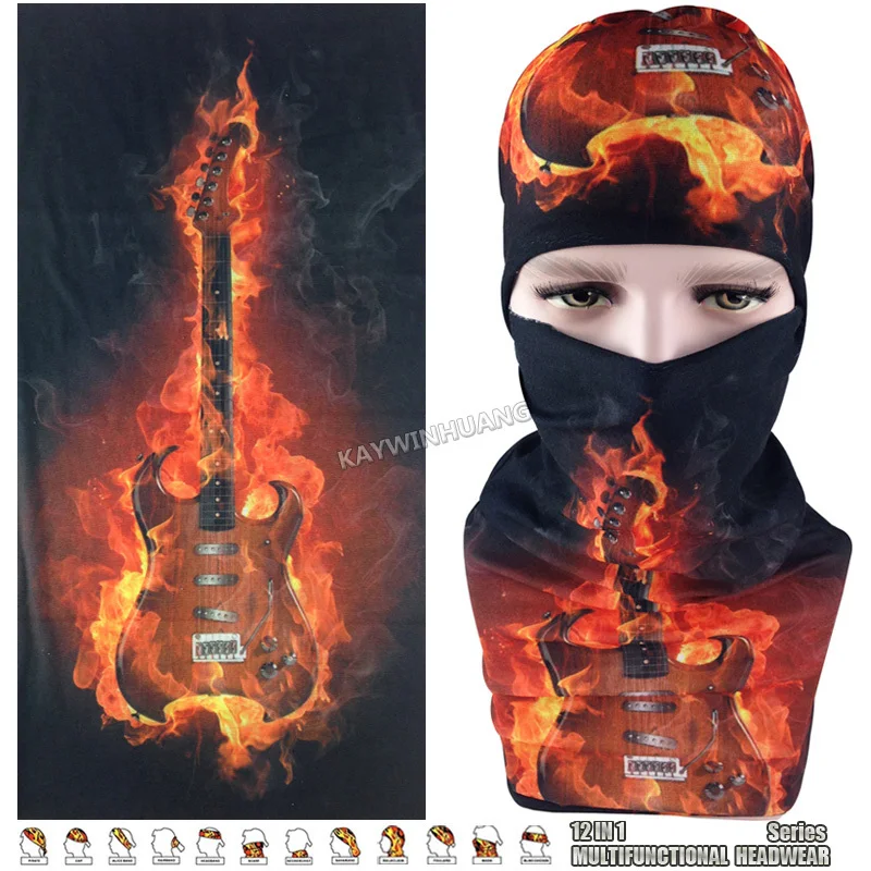 

EXPRESS SHIPPING 100pcs/lot (Mix Model OK) Latest Fashion Flame Guitar Magic Scarf Beanie Tubular Multifunction Headwear Bandana