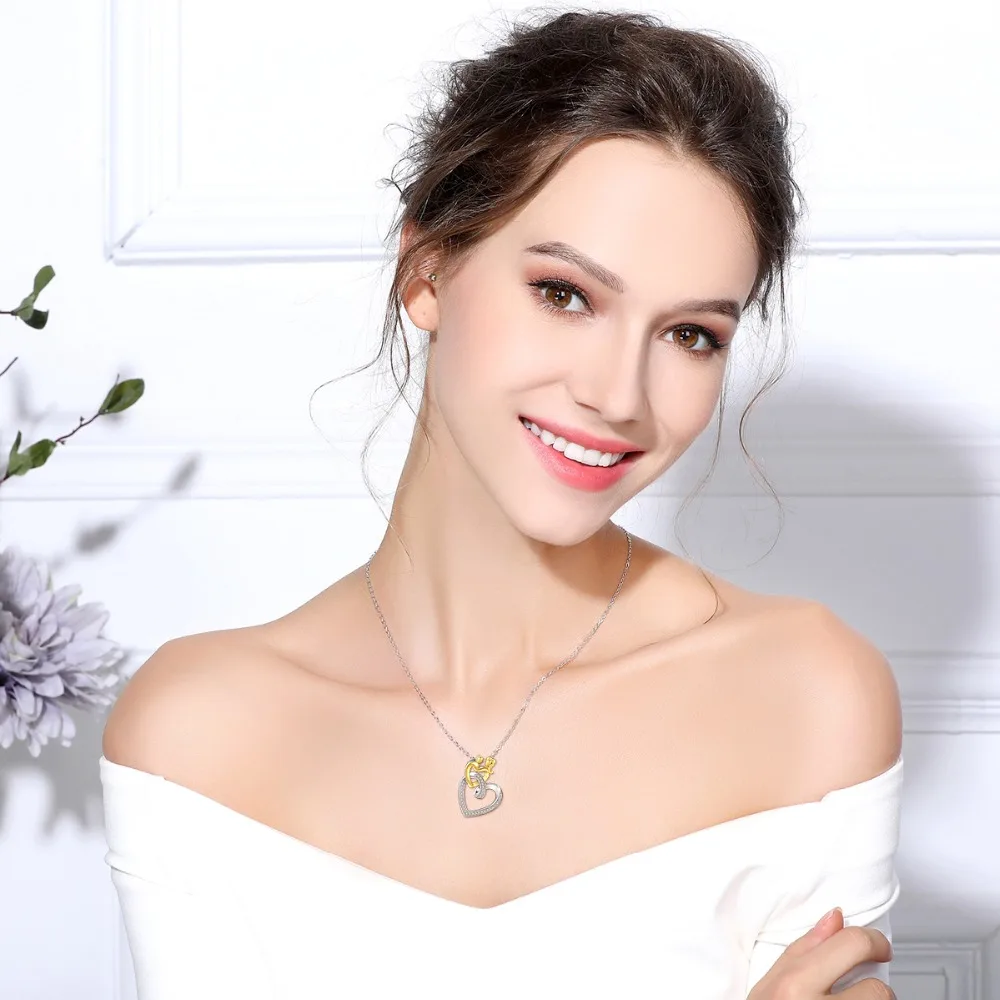 EUDORA 100% Стерлинговое Серебро 925 пробы двойное сердце Хрустальная Подвеска