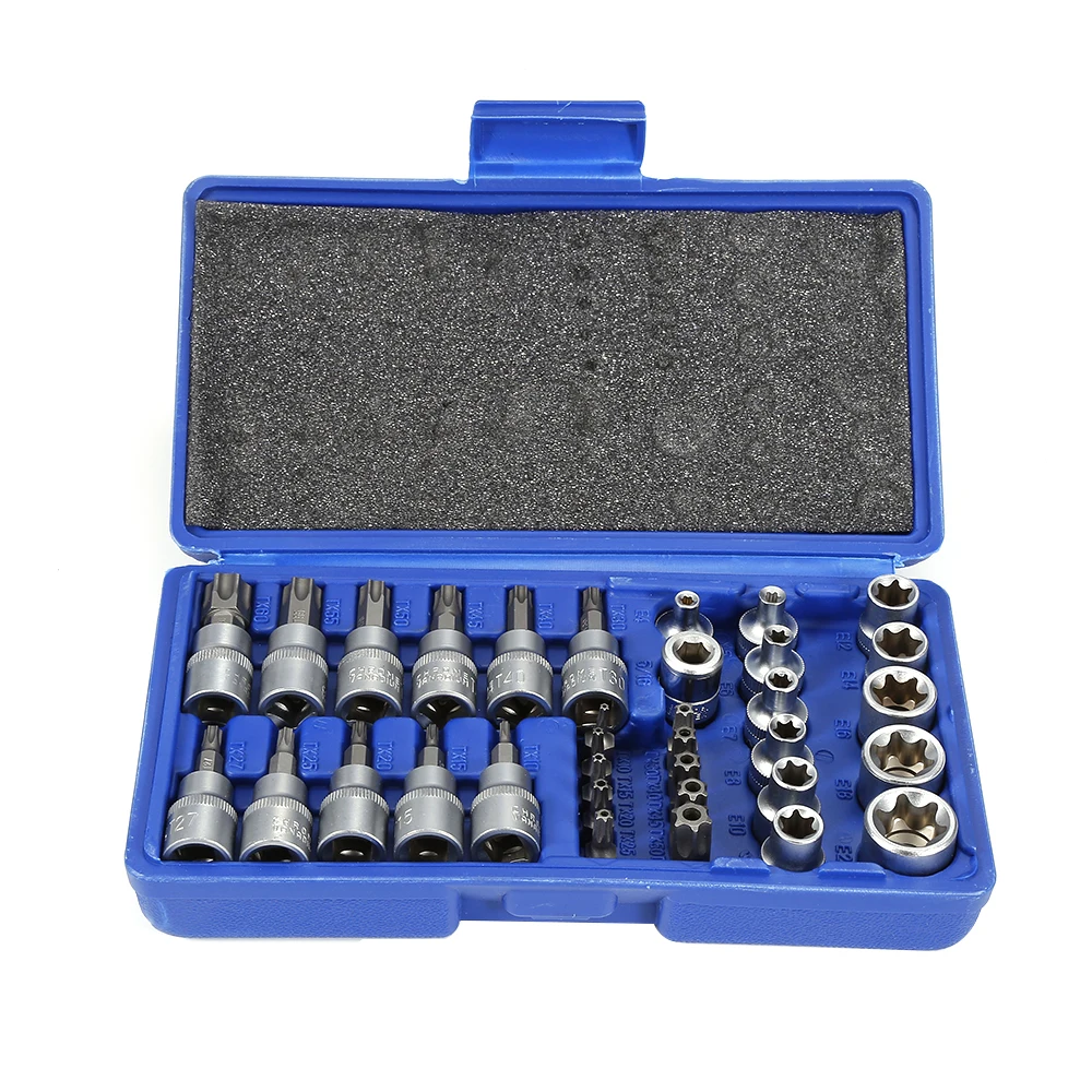 34pcs Socket Ratchet Car Repair Tool Case Precision Sleeve Universal