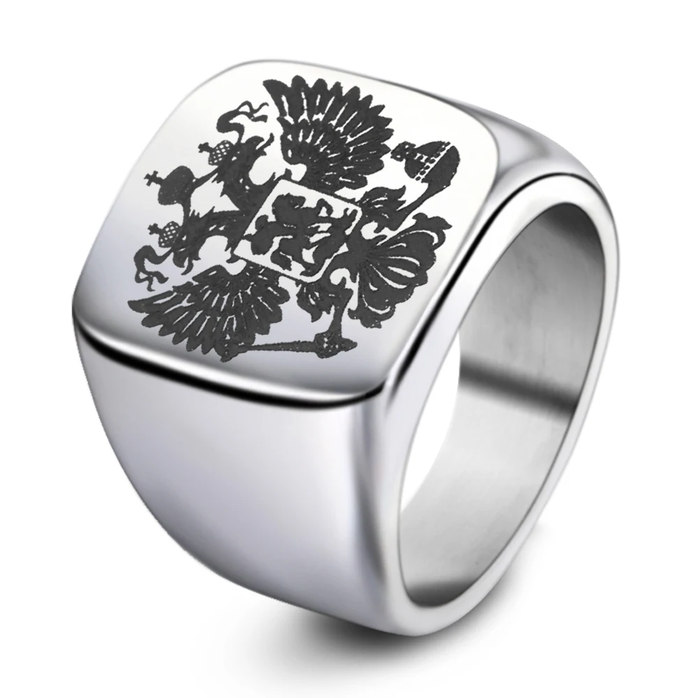 Steel Soldier Double Eagle Ring Men Ring Fashion Jewelry For Men a Coat Of Arms Of the Russian Signet finger rings jewelry rings ring jewelry signet ring