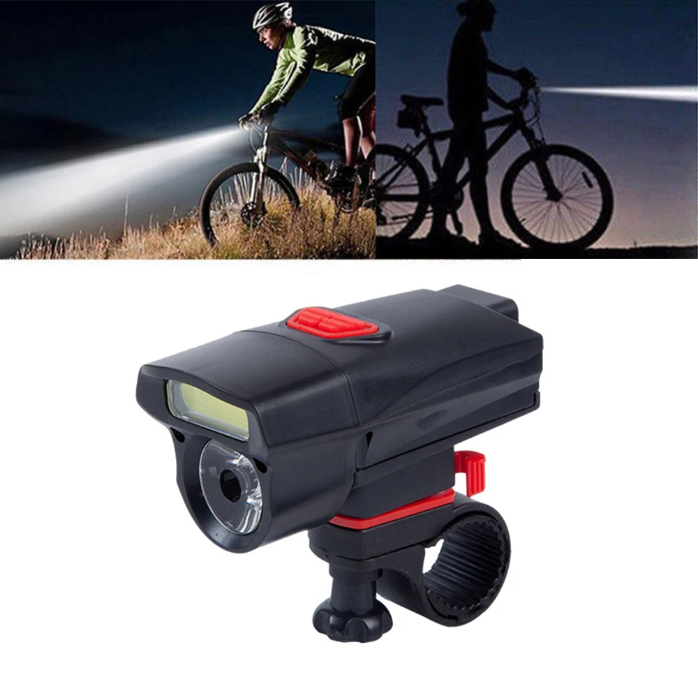 Excellent 1 PC Mountain Bike Night Ride Handlebar COB Lamp  Flashlight Black Red Light Front Headlight Waterproof Easy install 0