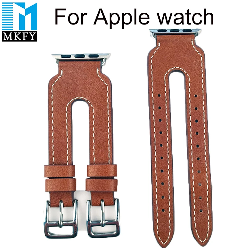 

10pcs/lot Apple Hermes double buckle Watchband for Apple watch Band 42mm Sport with connector Adapter Bracelet for iWatch Strap