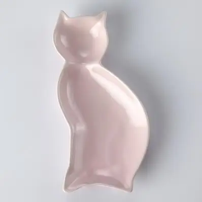 Японский креативный милый кот пластина приправа пластина с сердечками мультфильм керамическая тарелка Салатница тарелка Западная посуда блюдо для суши - Цвет: Pink
