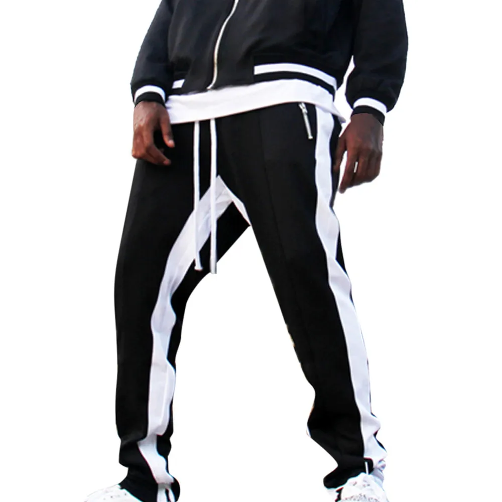 

Fashion Men Stripe Pocket Overalls Casual Pocket Sport Work Casual Trouser cargo Pants Male sweatpants joggers stretch pantalone